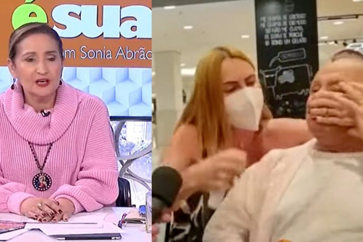 Sonia Abrão de rosa - Marilene Saade tapando a boca de Stenio Garcia