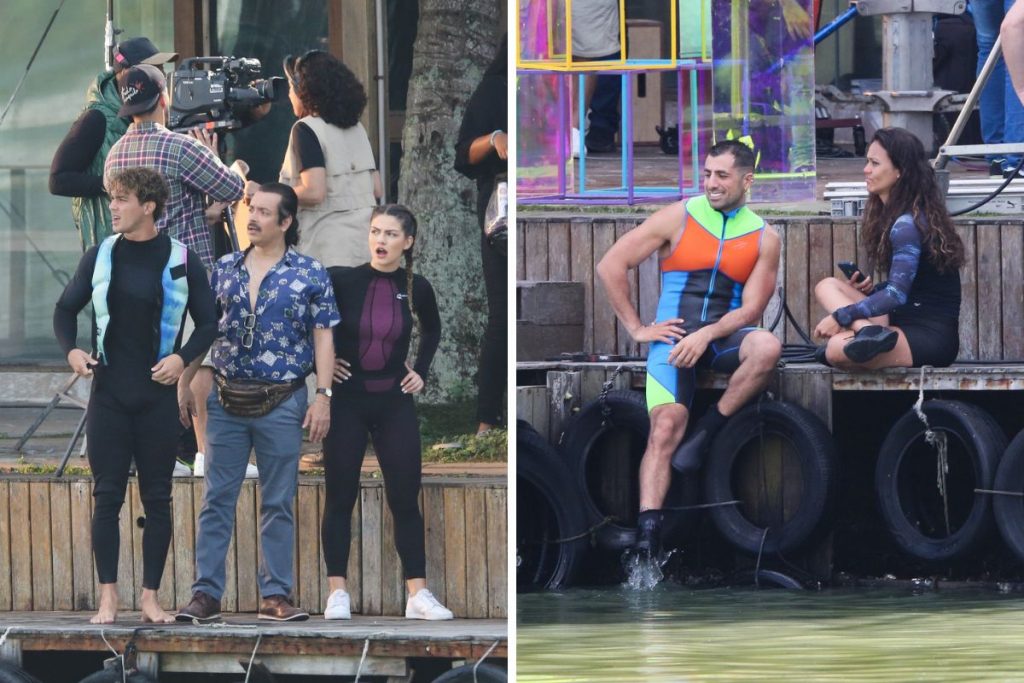 Kaysar gravando com André Luiz Frambach, Vitória Bohn e Rodrigo Fagundes