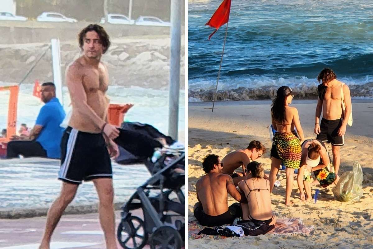 Jesuíta Barbosa aproveita dia de sol com amigos na praia