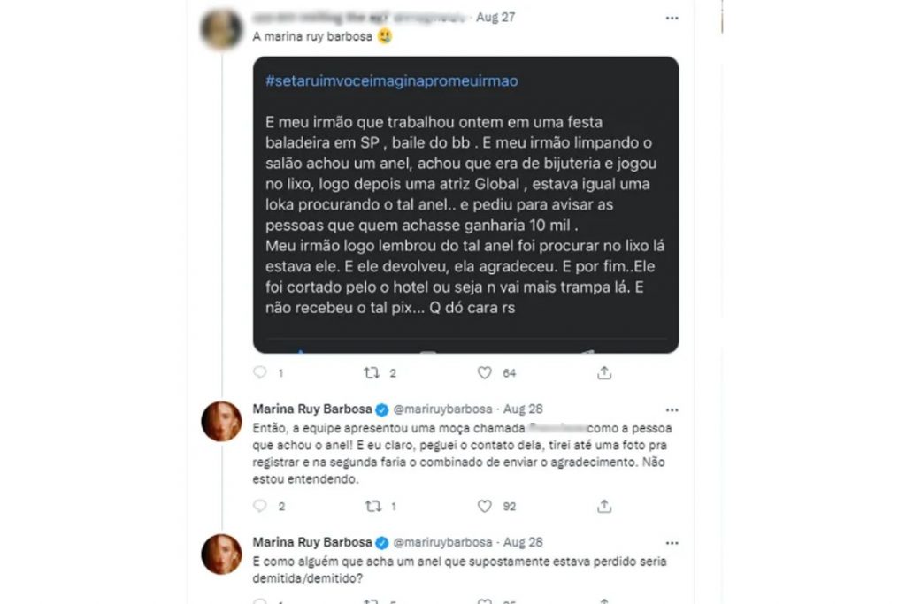 marina ruy barbosa falando de anel perdido