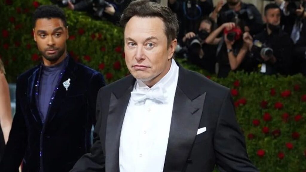 Elon Musk no tapete vermelho do evento "Met Gala"