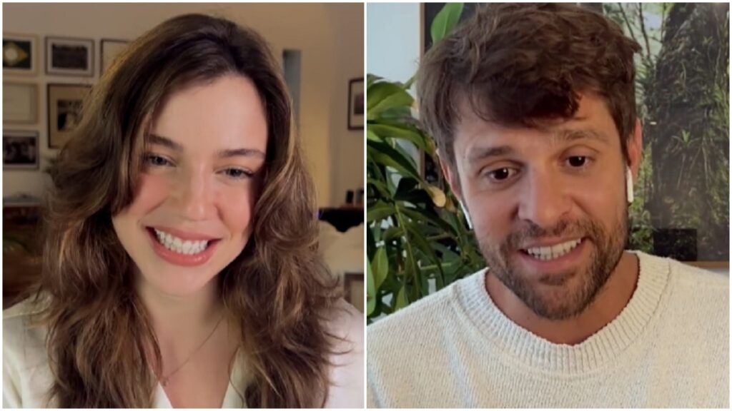 Alice Wegmann e Alejandro Claveaux participam do 'Conversa com Bial' - Foto: Reprodução / Globo