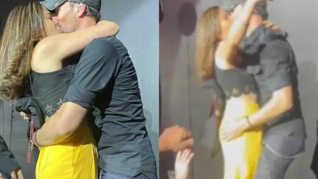 Enrique Iglesias beijando fã durante show – Foto: Divulgação/Instagram