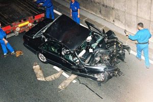 Carro onde morreu a princesa Diana e Dodi Al-Fayed