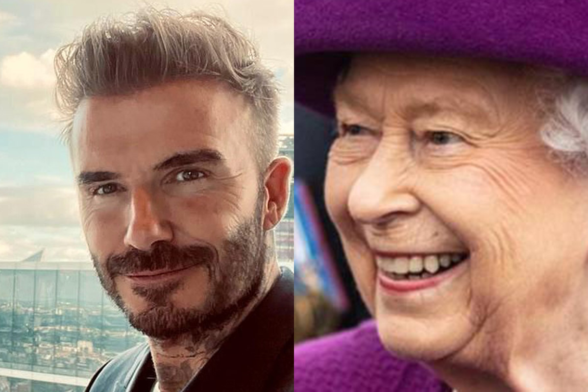 Fotomontagem David Beckham e Rainha Elizabeth