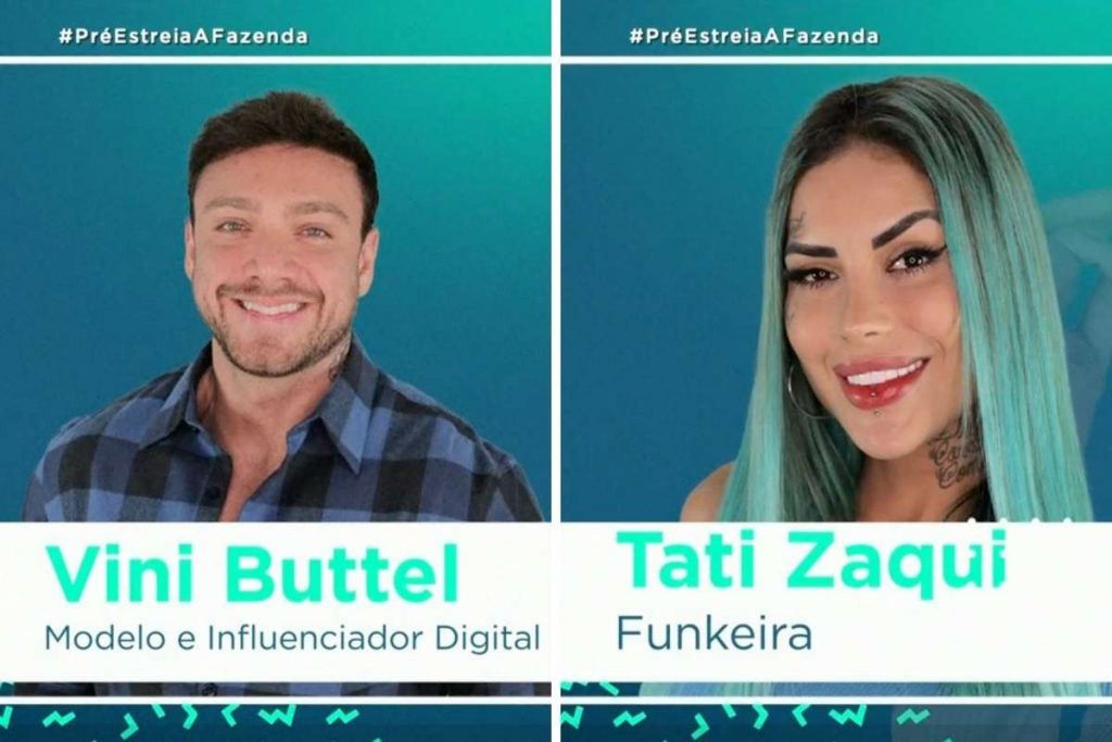 Vini Buttel é modelo e já chegou na casa provocando os colegas. Tati Zaqui é dona do hit "Eu Vou"