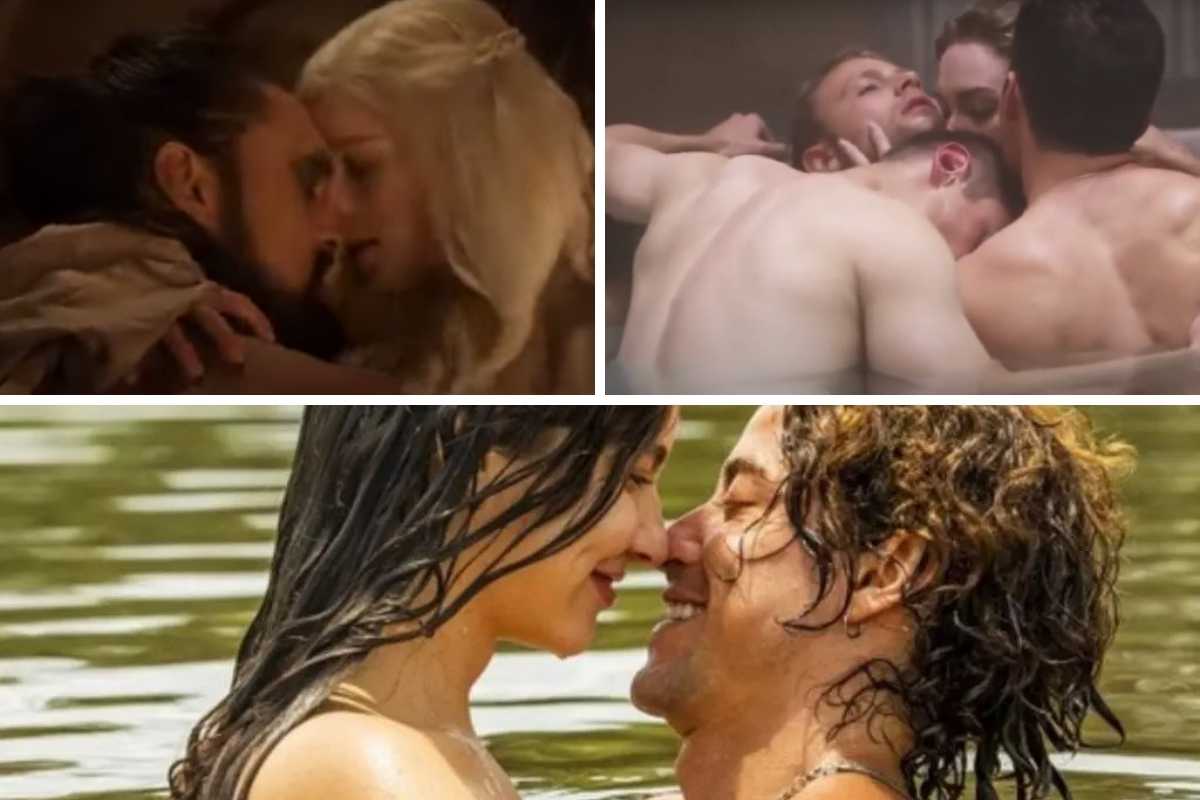 fotomontagem com cenas de sexo em game of thrones, sense 8 e pantanal