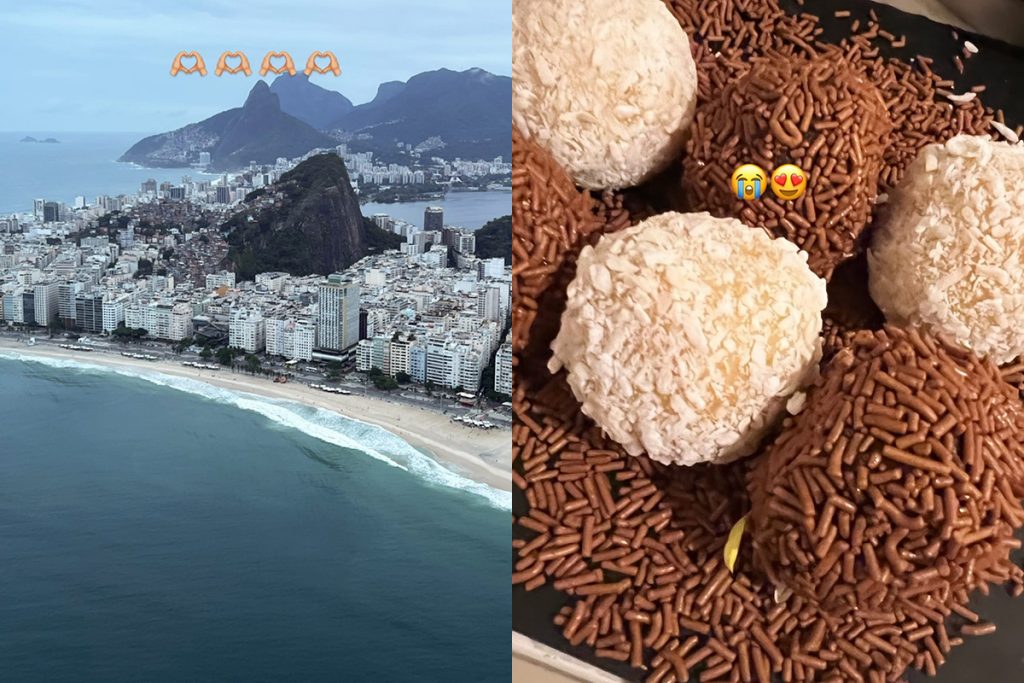 A modelo também fez questão de admirar a paisagem do Rio de Janeiro