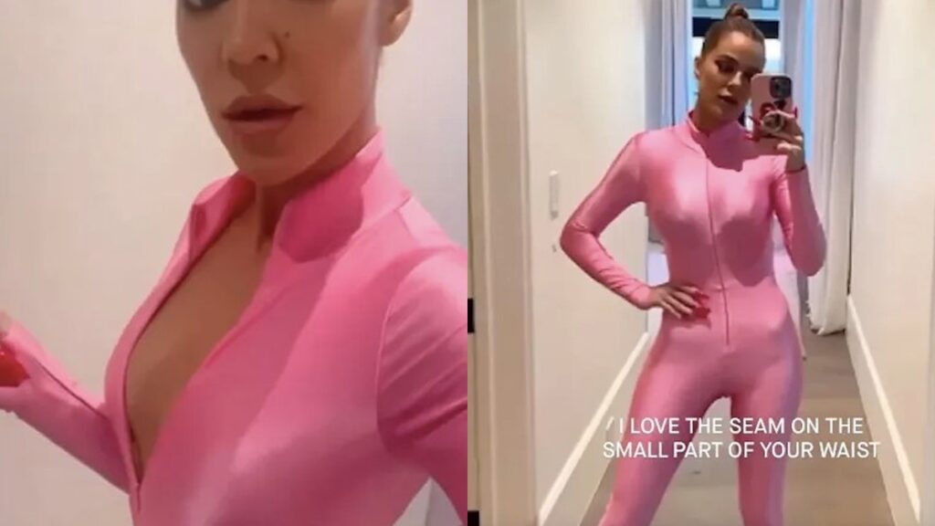 Khloé Kardadhian com seu macacão rosa