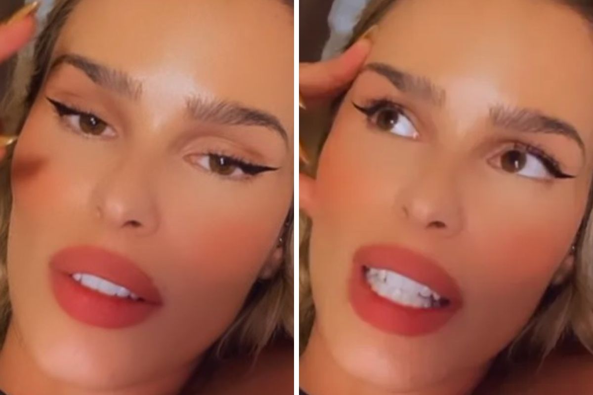 Yasmin Brunet em close, durante vídeo nos Stories