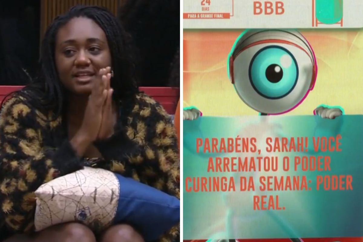 Sarah Aline na sala do BBB23