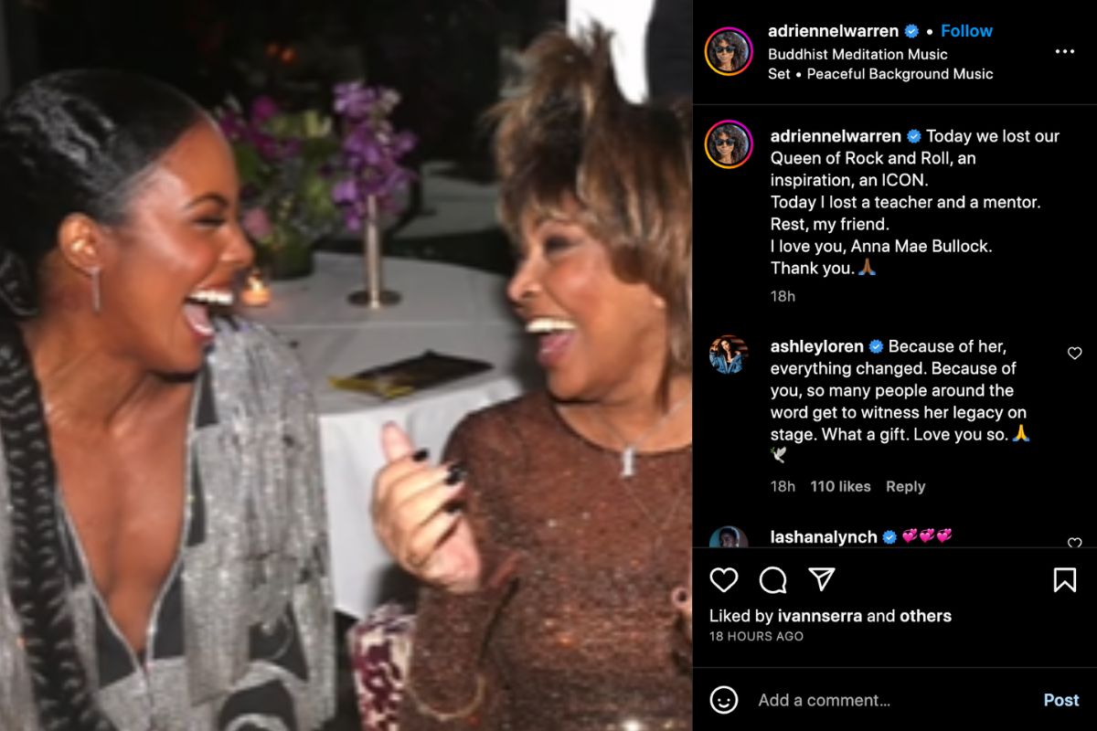 Postagem de Adrienne Warren sobre Tina Turner