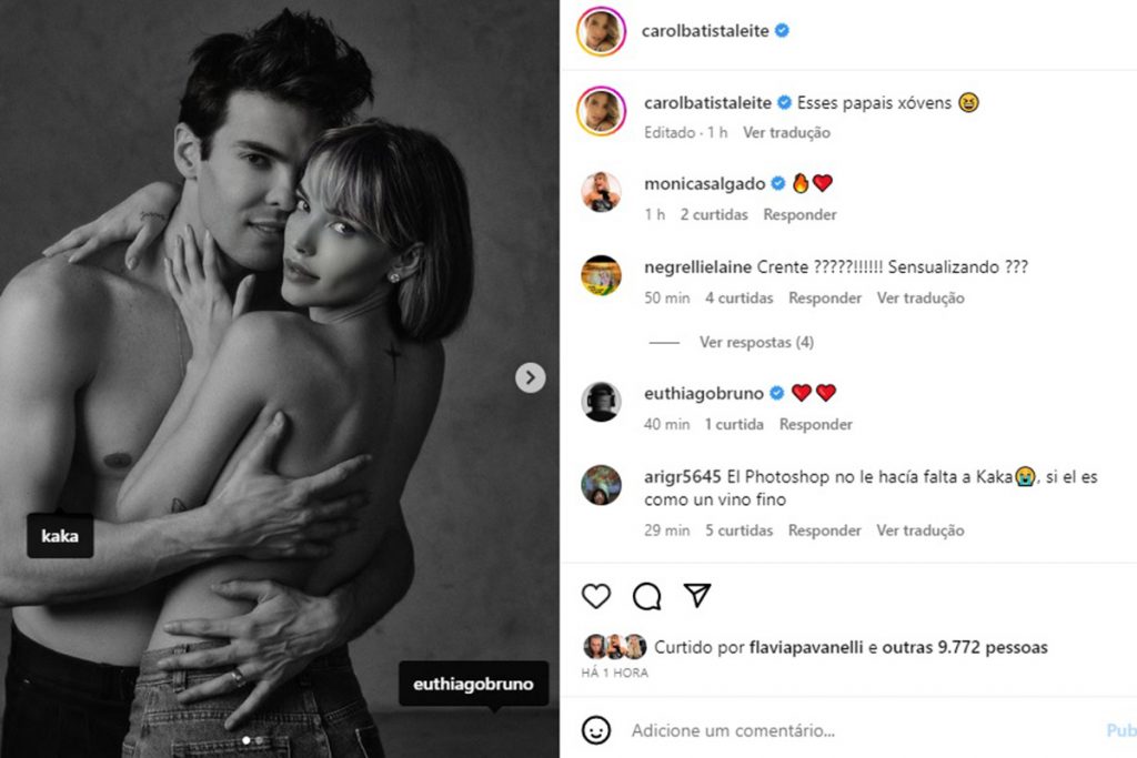 Kaká e Carol Dias posaram para foto sensual