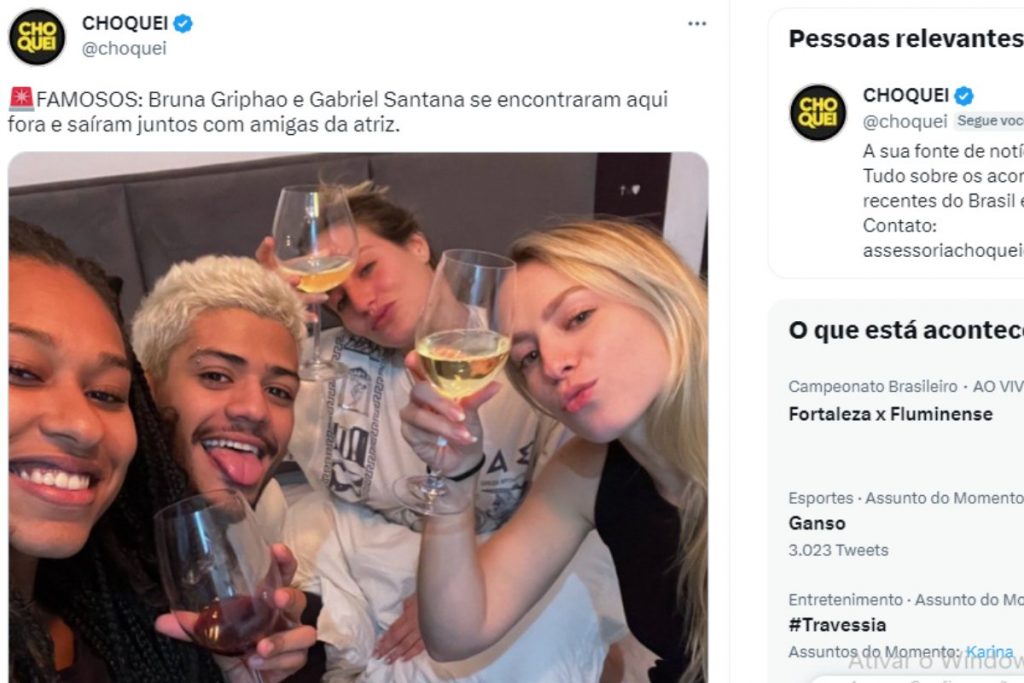 tuite sobre encontro de bruna griphao e gabriel santana após o BBB23