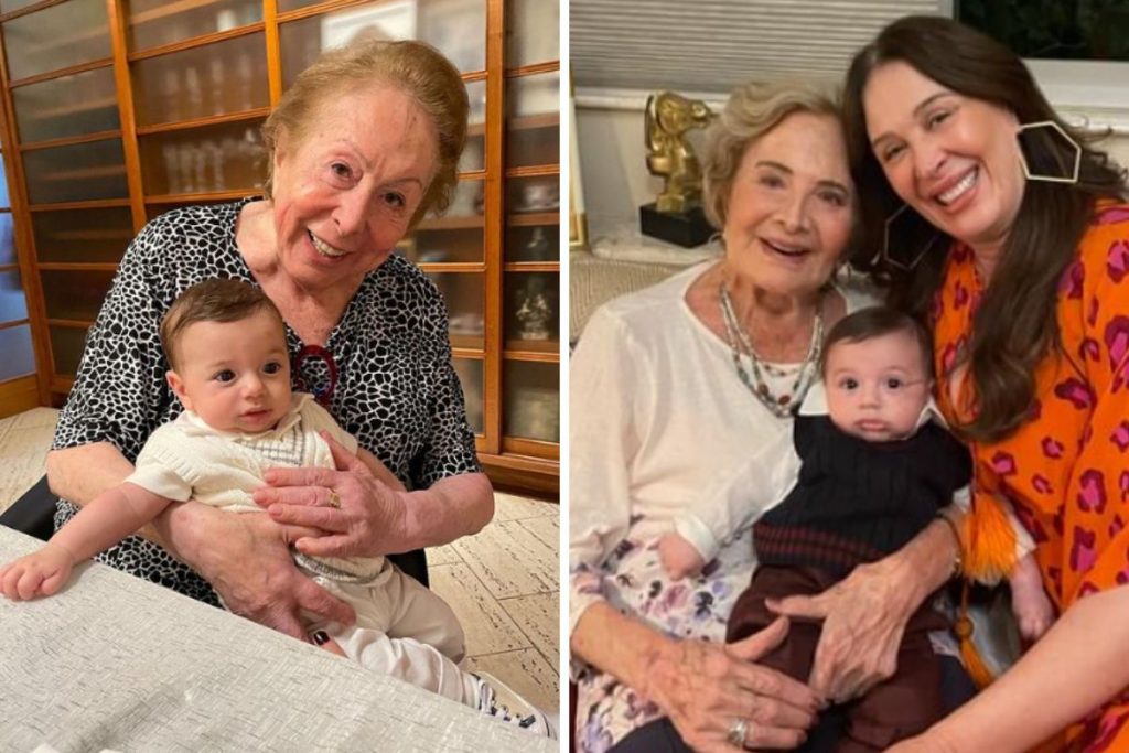 Luca com Aracy Balabanian e com Glória Menezes e a mamãe, Claudia Raia