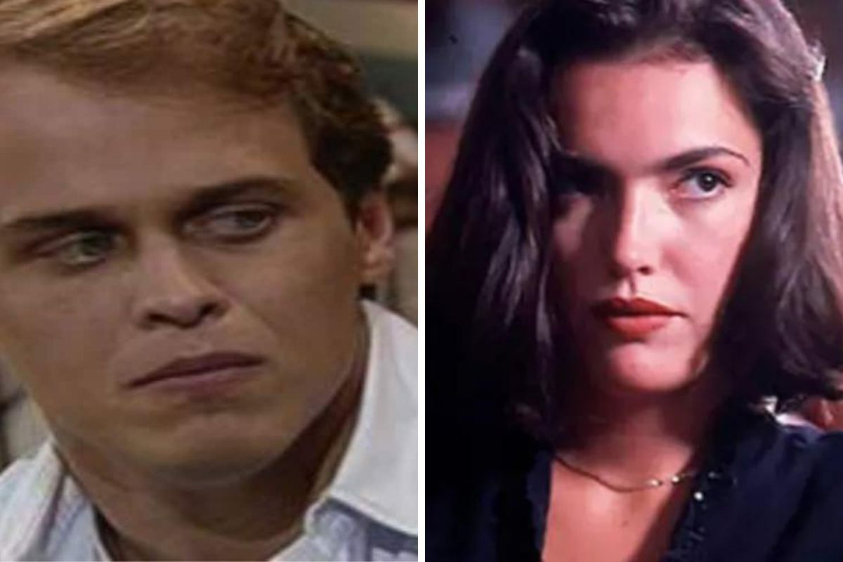 Marcos (Guilherme Fontes) e Andrea (Karina Perez) em Mulheres de Areia