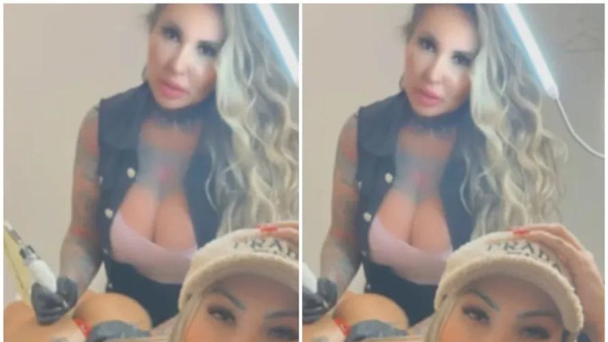 Ao lado de Sabrina Boing Boing, Andressa Urach tatua região anal – Foto: Reprodução/Instagram