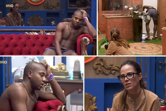 BBB 24 - Wanessa Camargo e Davi conversando e fazendo faxina